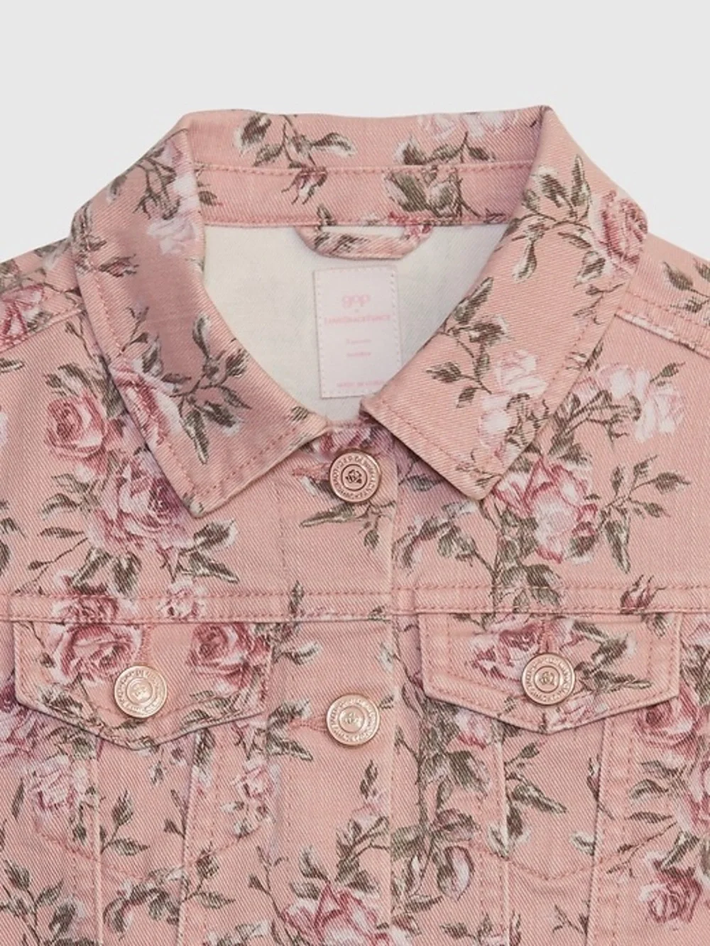 Gap LoveShackFancy Pink Floral Denim Jacket - Toddler 3T